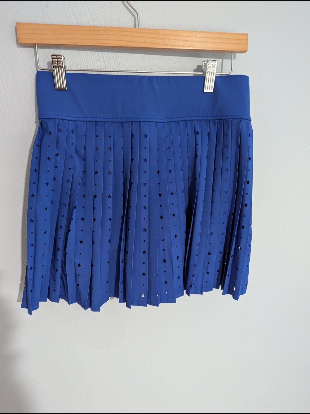 Thrive Royal Blue Pleated Star Cutout Mini Skirt